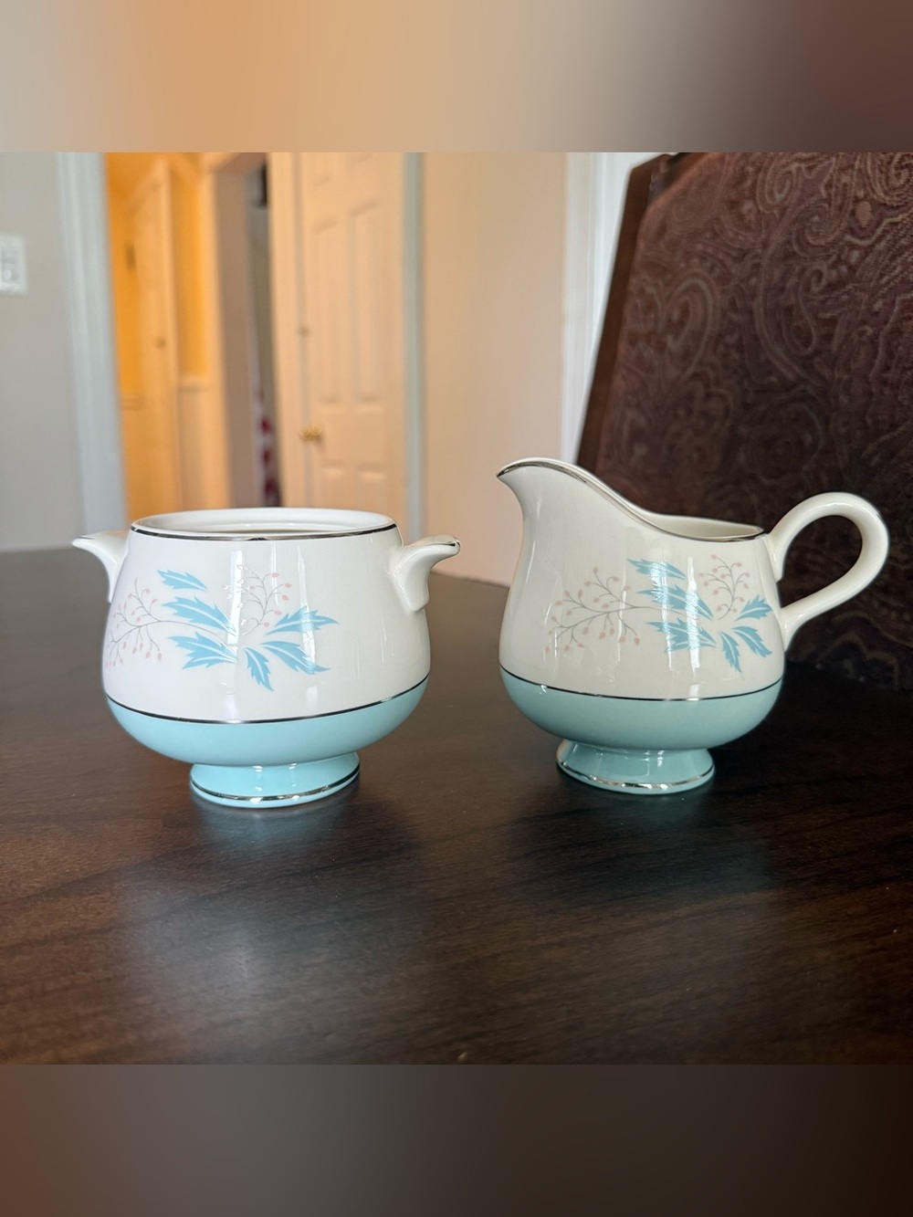 Vintage Homer Laughlin Cavalier Eggshell Romance Creamer and Sugar Set - No Lid